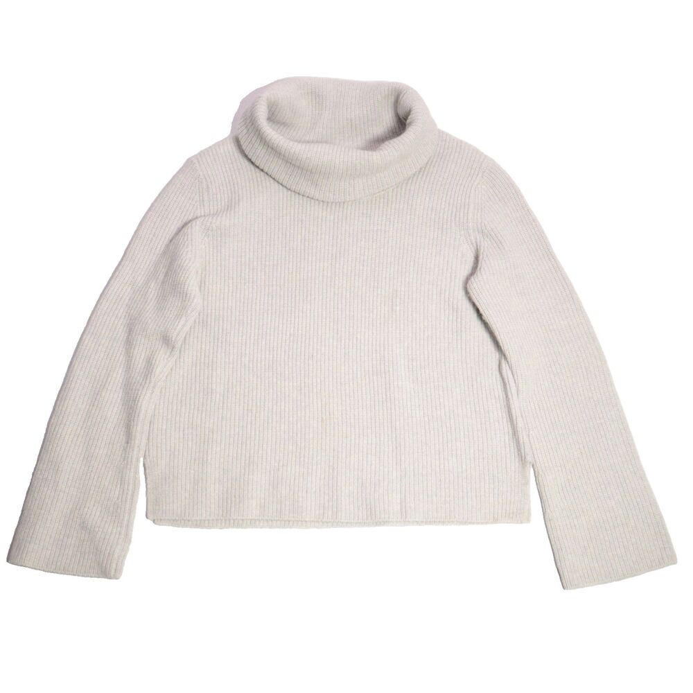 H by Halston Merino Wool Mock Turtleneck Layering Sweater Taupe Knit Small  Gray